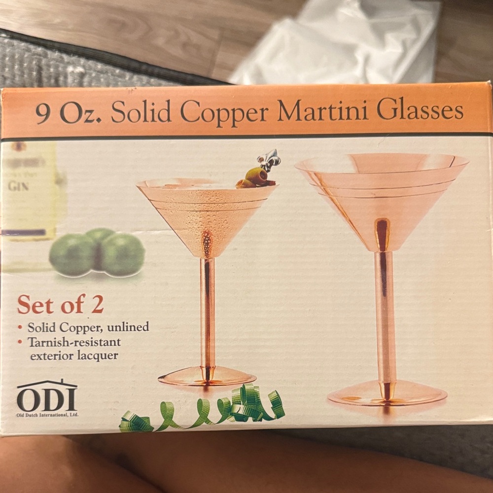 Copper Martini Glasses Set of 2